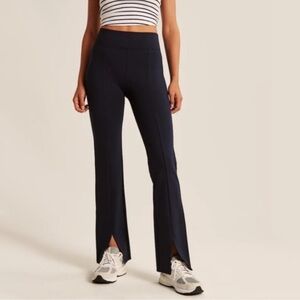 Black High-Waisted Flare Pants with Split Hem